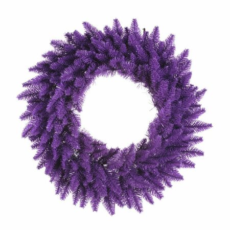 VICKERMAN 30 in. Purple Fir Wreath with 260 Tips Light K163230